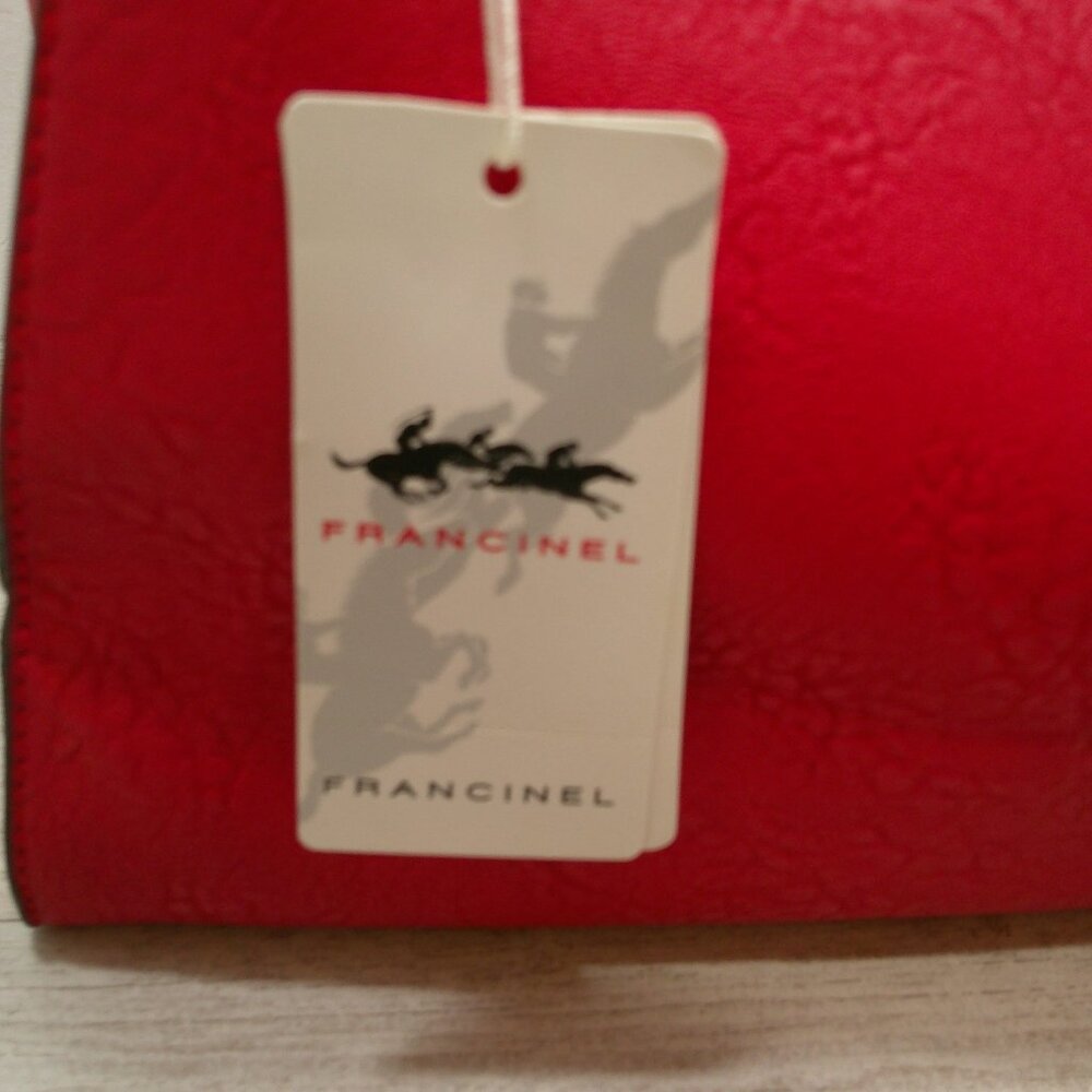 Francinel Paris Cherry Red & Brown Leather Satchel Purse | Pocketbook New w/tags - Picture 15 of 15